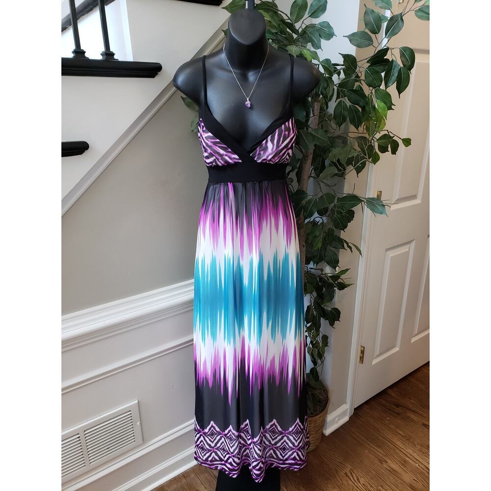 Nicola Bertti Long Maxi Dress Womens Small Tie Dye Empire Waist Lined Sleeveless